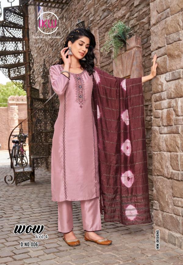 Ikw Wow Vol 4 Viscose Chanderi Designer Readymade Suit